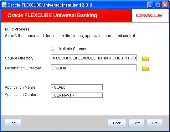 9. Specify the following details. Source Directory Specify the location of the application source directory.