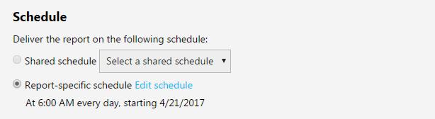 NOTE A shared schedule must be set up in the Site Settings before it can be selected.