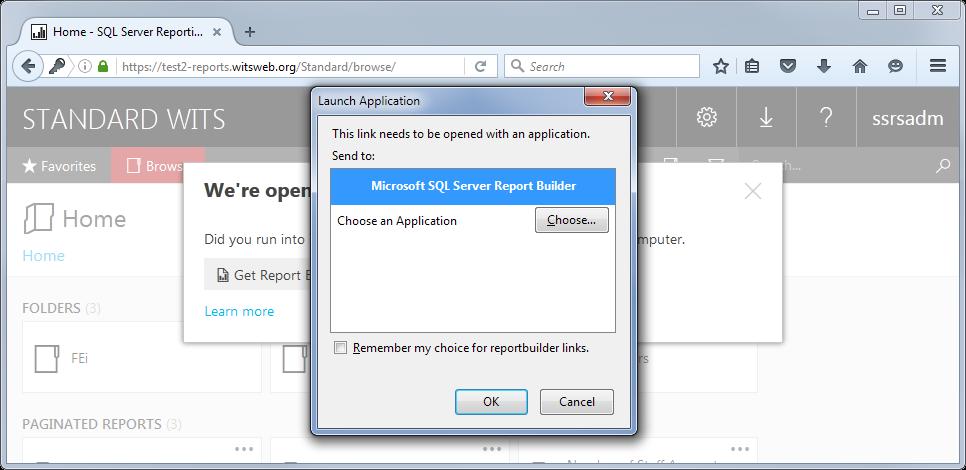 In Firefox, use one of the options listed above to launch Report Builder. 2.