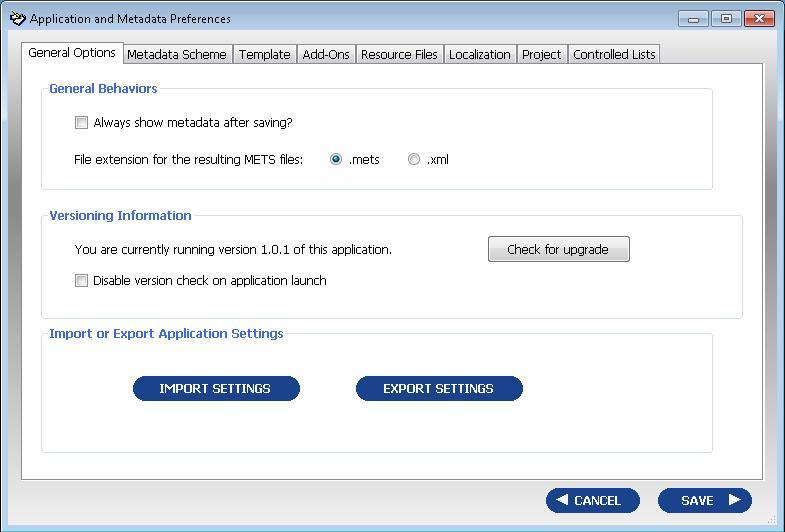 CHANGING YOUR PREFERENCES METADATA PREFERENCES SCREENS