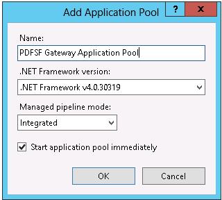4. Give application pool an easy to remember name; For example: