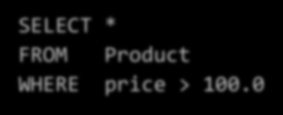 Selections in SQL SELECT * FROM Product