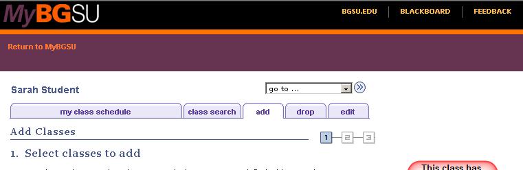When you click the "Enter" button you will navigate to the "Add Classes Select classes to add Enrollment Preferences"
