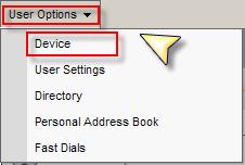 Changing your Line Setting: 1. Select User Options. 2. Device 3.