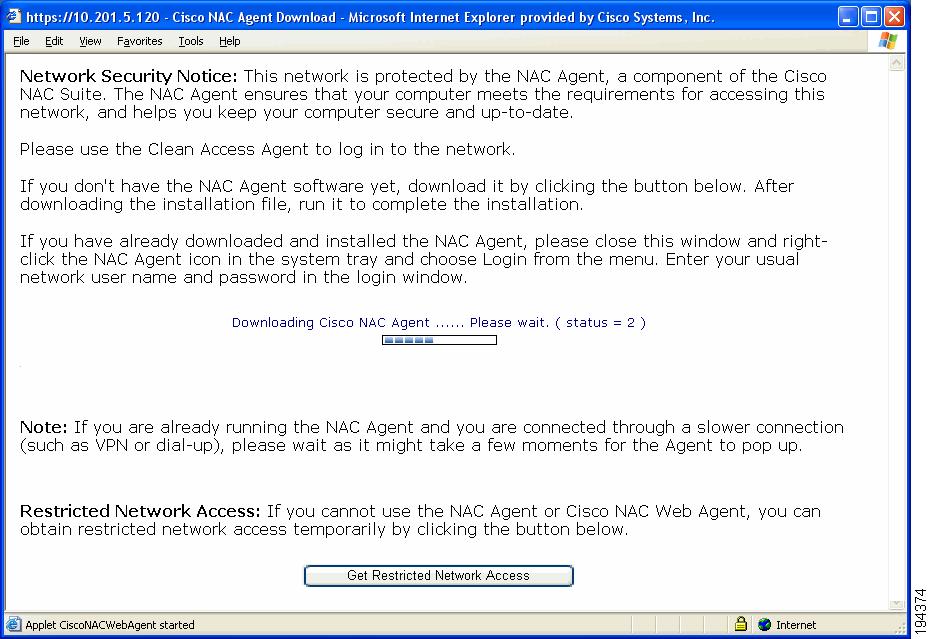 Cisco NAC Agent Chapter 10 Figure 10-5 Java Installation Notice If the version of the Agent being downloaded from the CAM is unsigned (if it has been handed over directly from Cisco Support as a