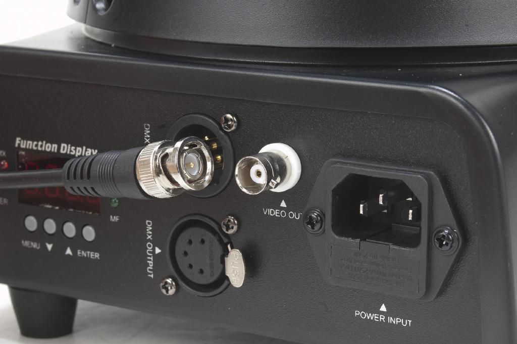 DMX Traits Connections Use a BNC video cable or RCA video cable, with RCA/BNC adaptor, to connect to a video converter or source such as Elations EPV Image