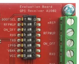 (*2) The BOOT switch can be set to flash Firmware to the A1080-A GPS receiver. Switch the BOOTSEL switch to ON, press the RESET (nrst) button and release RESET button.