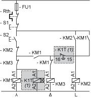 Connections and Schema Recommended Application Wiring Diagram Control K1T Timing relay for star-delta starters.