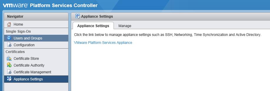 5. Log in to the VMware vcenter Server Appliance