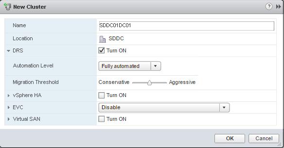 Setting User name Password Value administrator@vsphere.local vcenter_admin_password Create a new datacenter. 2. In the Navigator, click Hosts and Clusters. 3. Click Actions > New Datacenter. 4.