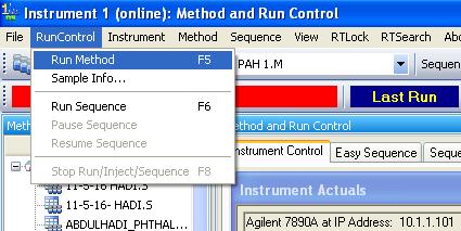 RunControl Run Method I. Menjalankan Analisa Beberapa Sampel dalam Urutan 3.