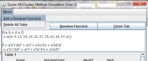 9 Adding another Function As stated at the About the Quine-McCluskey Simulator, you can work on another