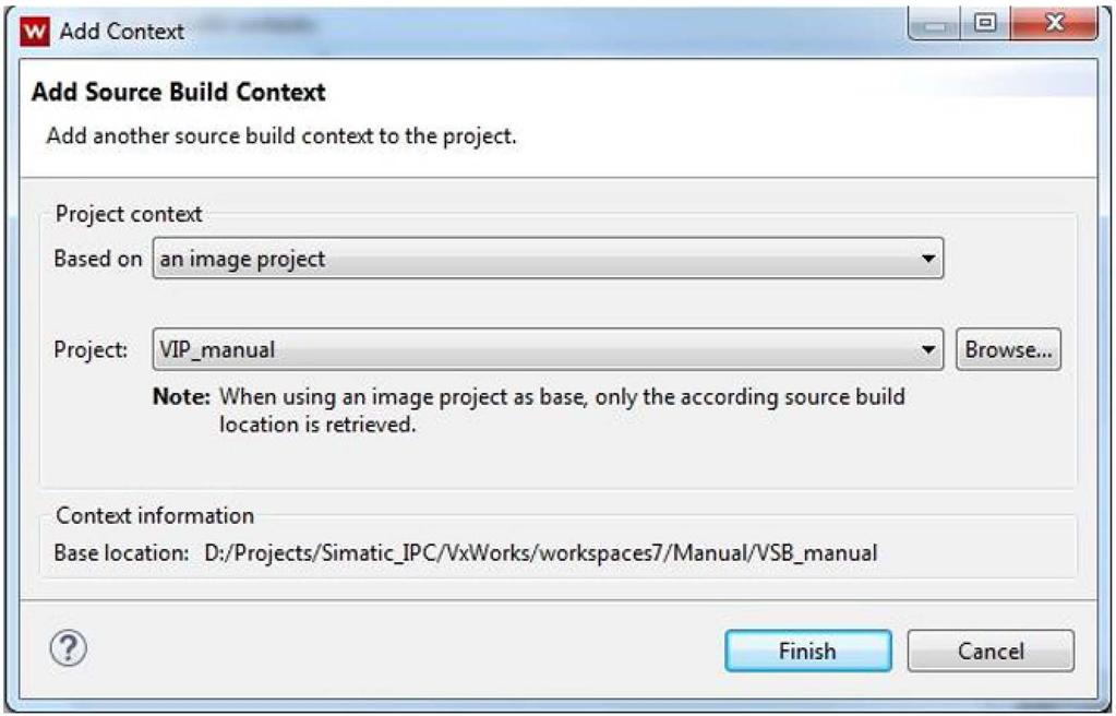 In the "Add Context" dialog window, select an existing image