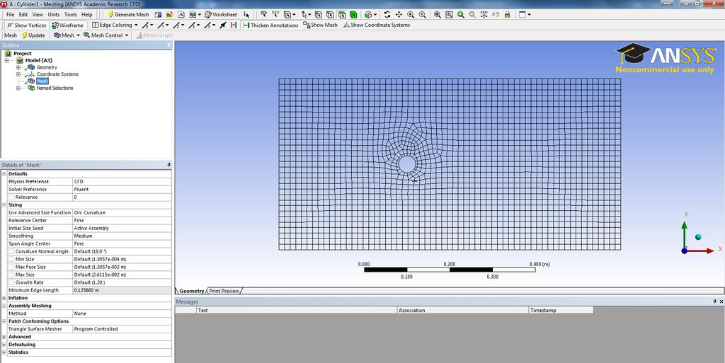 3. Mesh Generation On your Ansys Workbench, double click on the tab corresponding to mesh. Select Mesh from the outline window.