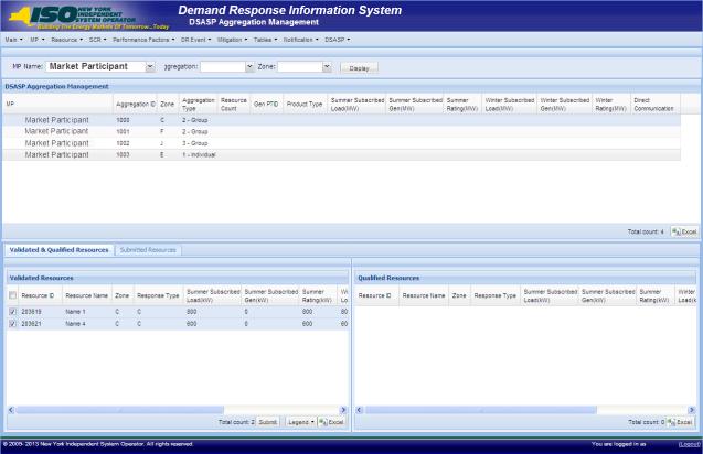 aggregation Select Submit Include export of DSASP Resource