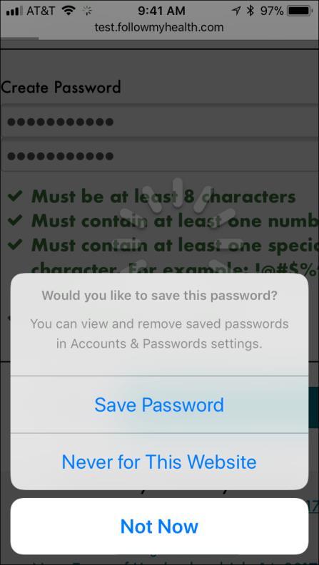 11. The Would you like to save this password? screen displays. Choose the option you prefer. 12.