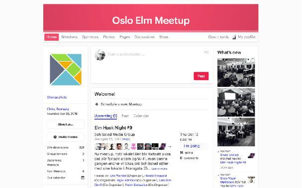 Oslo Elm Meetup First meetup in May 2016 Huge interest with no