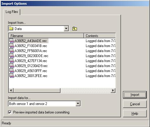 9936A LogWare III Users Guide Figure 53 Import Options dialog The Import from field indicates the location (drive letter or folder) where the import files are located.