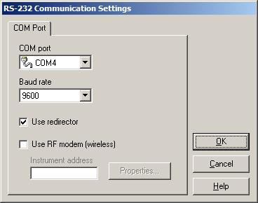 1 Introduction Figure 7 RS-232 Communication Settings dialog The COM port field indicates which COM port on the computer should be used for communicating with a logger.