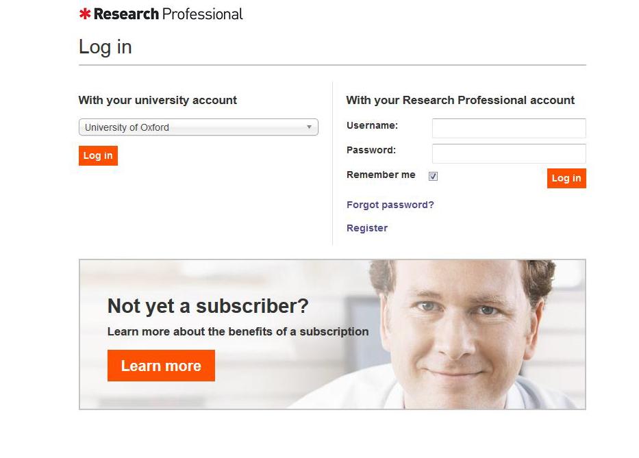 Access Research Professional Navigate to www.researchprofessional.