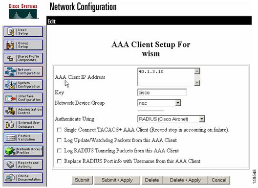 Figure 8 Specifying Authentication Type Make sure the second controller is also added in the ACS server as a separate NAS.