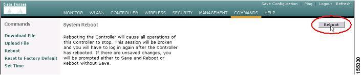 Figure 22 WLC Code Download--Controller Reboot Step 6 Be sure to save the WLC configuration by clicking Save and Reboot (see Figure 23).