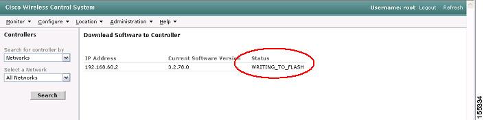 Figure 26 WCS Software Download Status Step 5 When the code download is successful, you will see a TRANSFER_SUCCESSFUL message (see Figure 27).