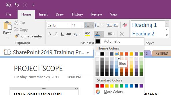NOTE-TAKING Because OneNote is running on your laptop, tablet, and/or phone, you can take many different kinds of notes in the same notebook.