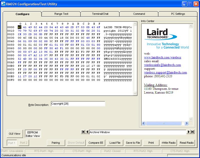 Figure 14: EEPROM Editor View after successfully reading radio Load File Button Click the Load File button to load a file previously created by this application.