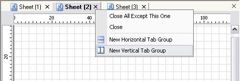 The starting point of the action is the context menu of the tab of the window that is to be re-aligned.