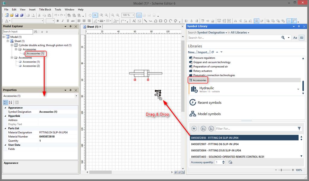 Print Bosch Rexroth AG 29/119 Library You can add the symbols to your model using Drag & Drop. 3.