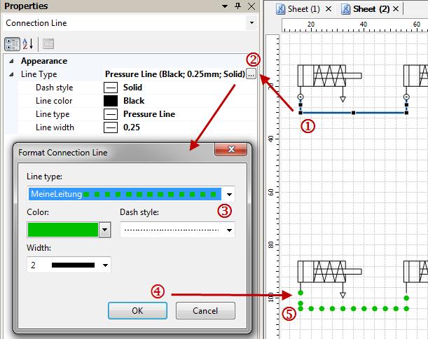 Print Bosch Rexroth AG 57/119 Model View The second possibility is to assign a predefined line type as shown in the following screen shot. You can define new line types using the options dialog.