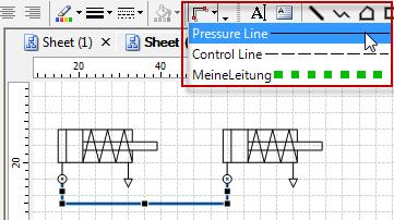 5-11: Assigning predefined formattings for a connection line using the properties toolwindow Instead of using the properties window you can use the toolbar icon Line Type. Fig.