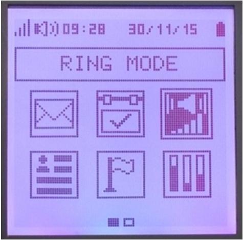 - Push Enter key - Go to desired choice with Arrow keys Current ring mode is shown in icon