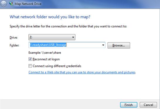 To map the USB device to a Windows network drive: 1. Visit www.netgear.com/readyshare. 2. In the ReadySHARE USB Storage Access pane, click the PC Utility link. The readyshareconnect.