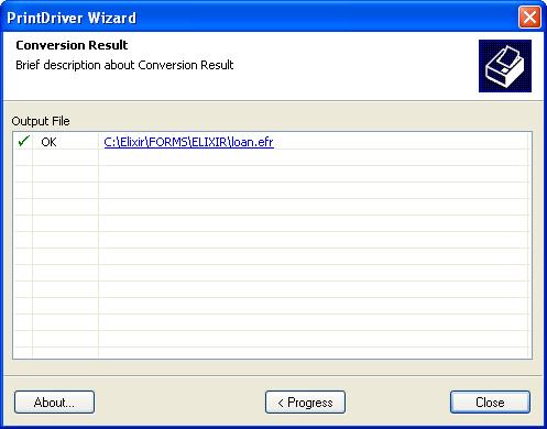 9 Click Convert. The Conversion Result dialog displays. You have successfully converted the Word document into an Elixir form. The document has converted to an Elixir Form.