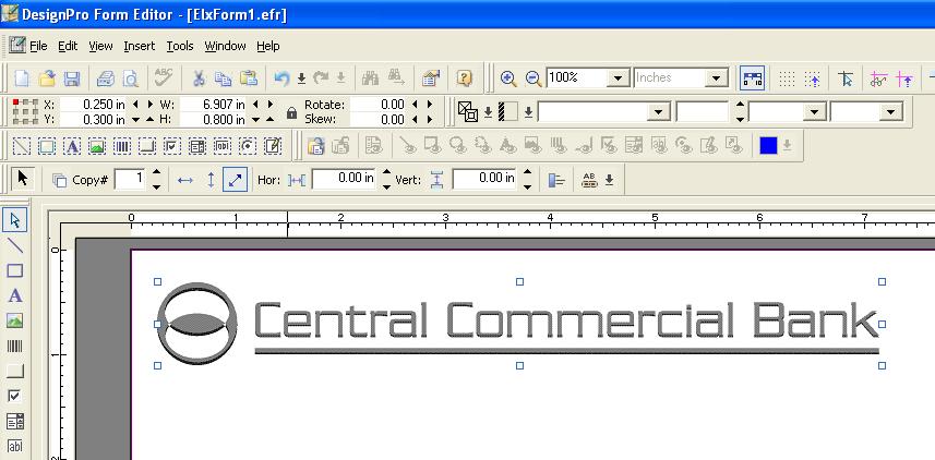 11 In the Position and Dimension toolbar, specify the following: X: 0.25 in Y: 0.30 in Use the Enter key to apply the coordinates. You have repositioned the CCB Logo.