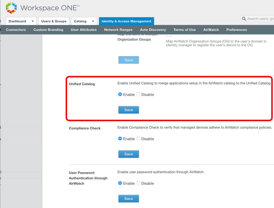Figure 28: Unified Catalog in VMware Identity Manage Mobile Single Sign-On One of the hallmark features of the Workspace ONE experience is mobile SSO technology.