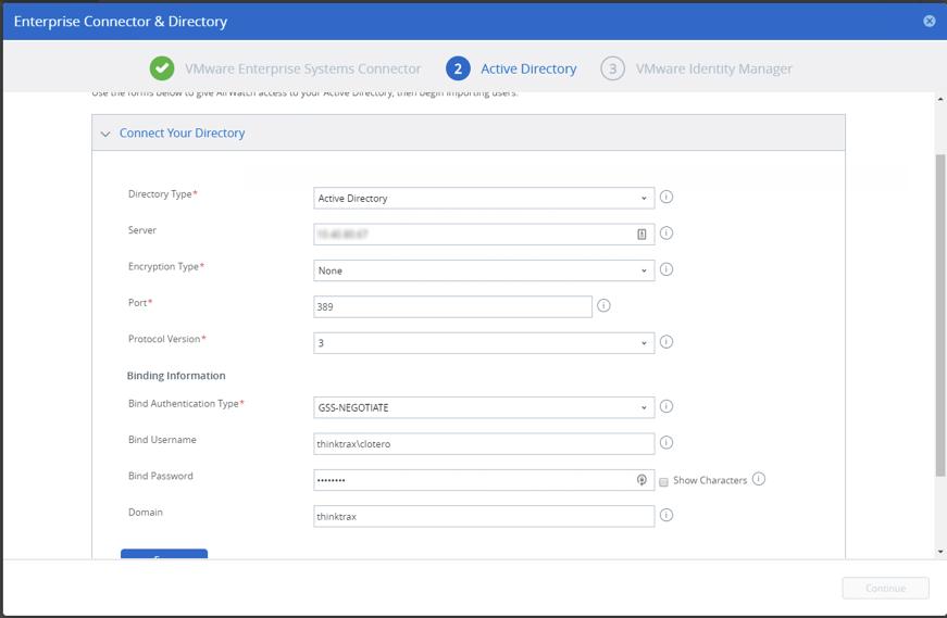Figure 34: Active Directory Configuration Wizard VMware Identity Manager Integration In the final step