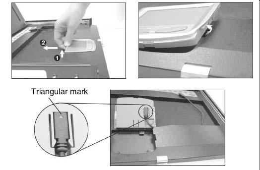 Instruction Manual To remove the Touch Pad, press the tab underneath it upward to release the latch, and then slide it outwards until the Touch Pad can be lifted up clear from the notches, as shown