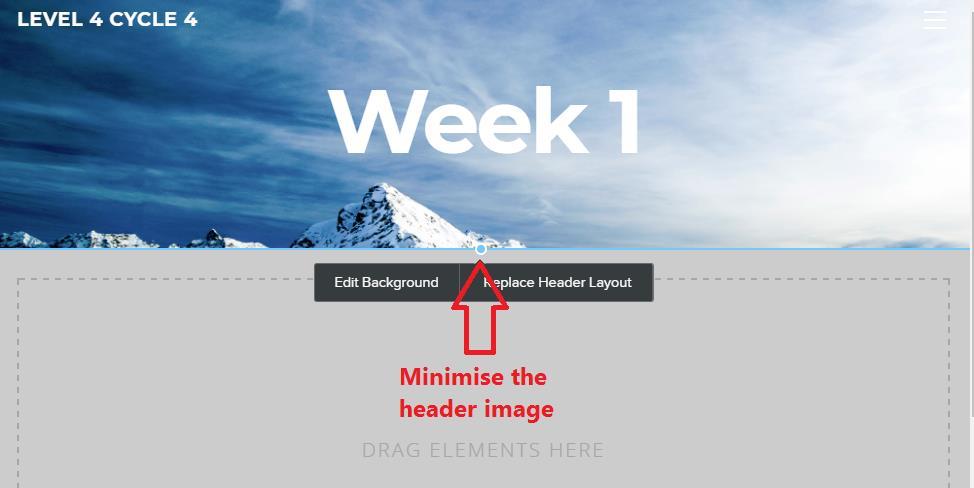 Minimise the header image for your template page Drag