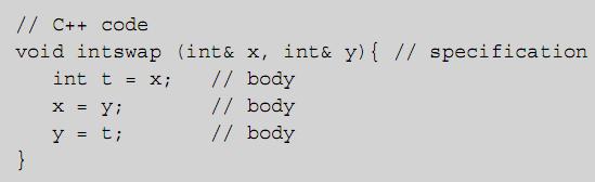 Procedure Definition and Activation Example: in C++ code (cont d.