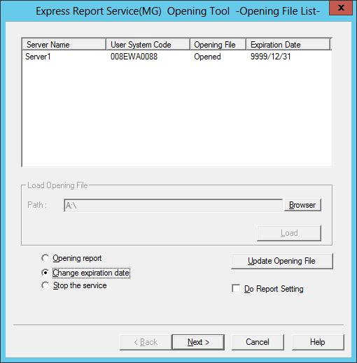 2.1.4 Change of Expiration Data When term of Express Report Service (MG) expired, change expiration date, and to do that, an extension of Express Report Service (MG) contract is required. 1.