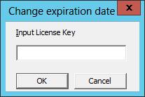 4. Click [Change Expiration date]. To enter License Key, following window is displayed.