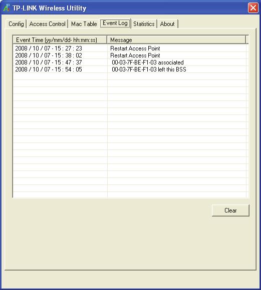 Figure 5-5 Event Log Page Event Time (yy/mm/dd-hh:mm:ss) Displays the event time recorded. Message Displays all event messages. 5.5 Statistics The statistics page displays detailed counter information based on the 802.