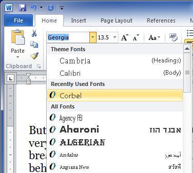 Change the Font Type & Size: Let me give a brief explanation about the font buttons we are going to use in this tutorial. Here is a screen capture to show you a few font related buttons.