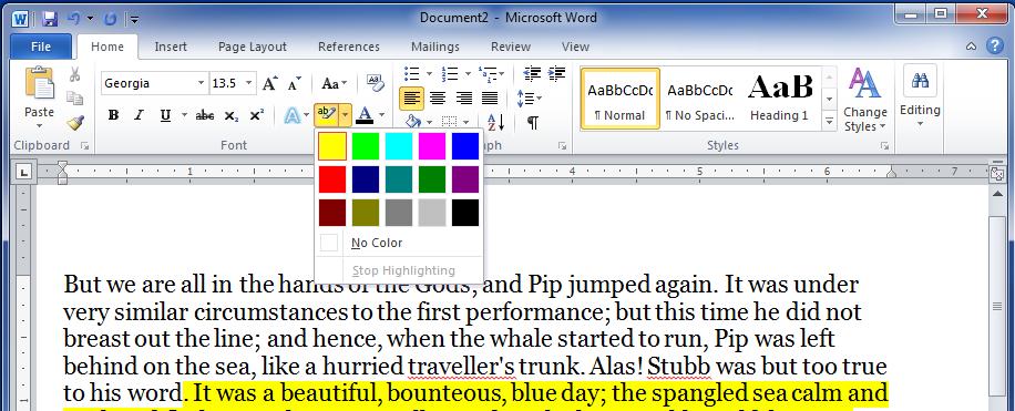 Usually we highlight a text using yellow. It is very simple to highlight a text with a color by following two steps Step 1: Select the text that you want to change to a bold font.