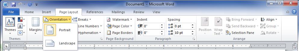 Page Orientation You can choose either portrait (vertical) or landscape (horizontal) orientation for all or part of your document.