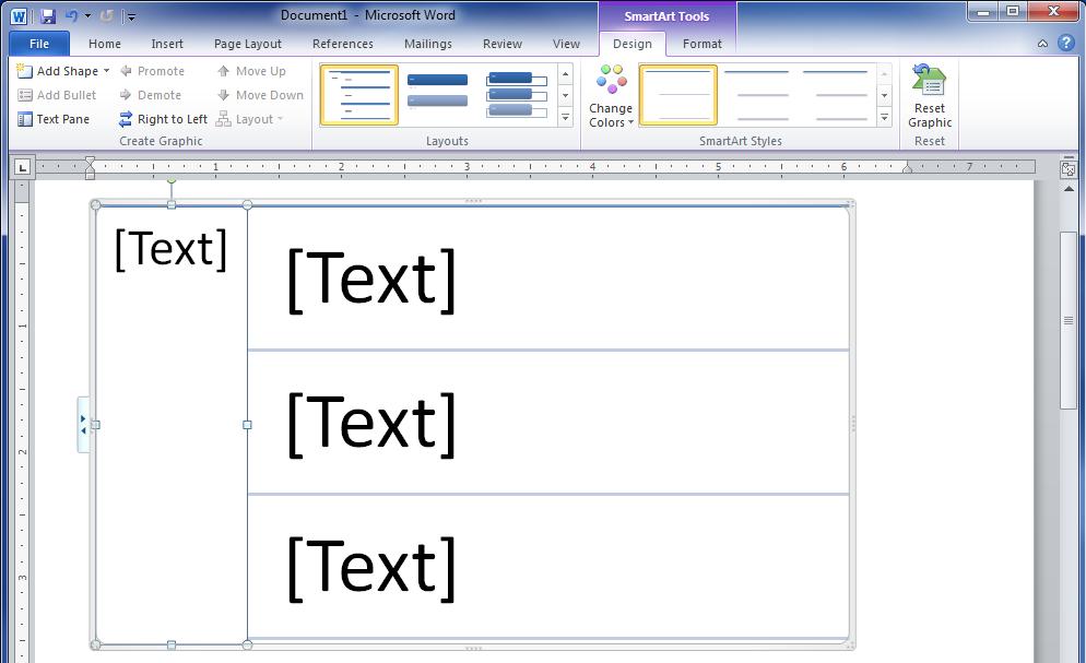 Add Text to a SmartArt Graphic Step 1: Select the graphic. A border will appear around it with an arrow on the left side.