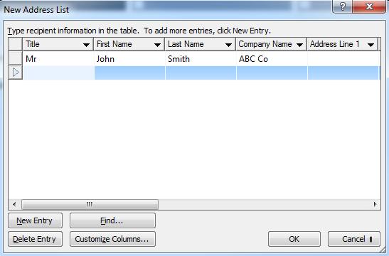 Step 14: From the Mail Merge task pane, select Type a New List and click Create Step 15: Typing